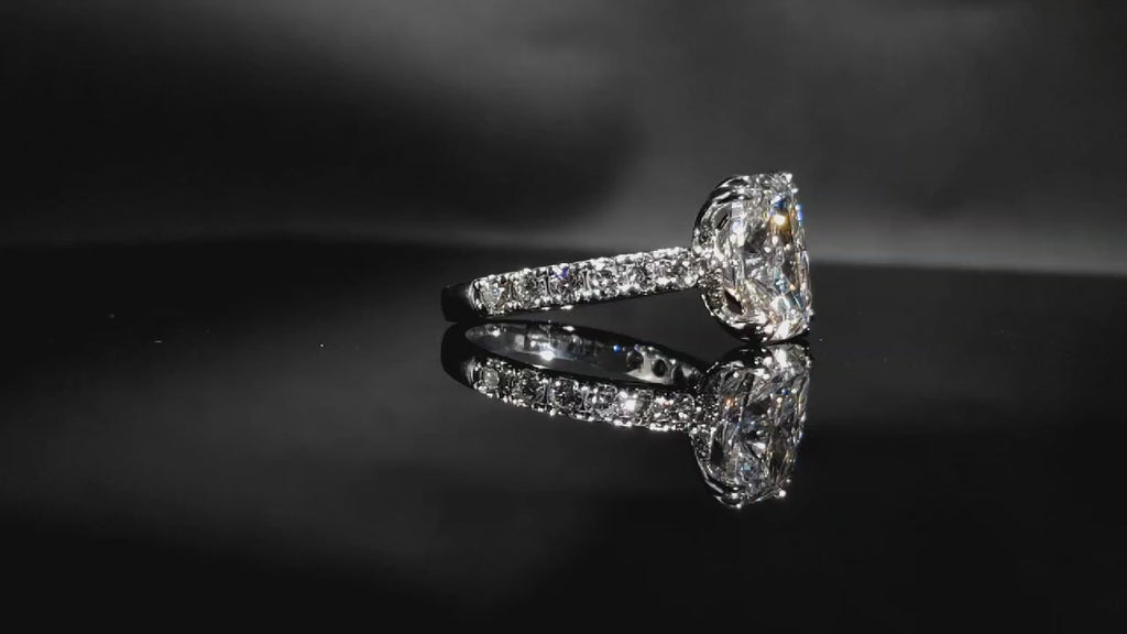4.87 Ct Radiant Ideal Cut Engagement Ring IGI Certified Gold