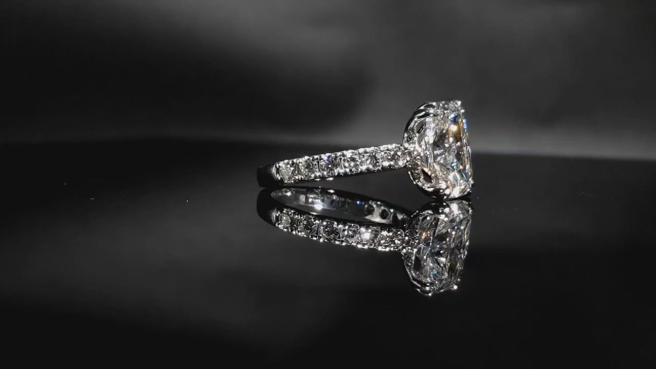 4.87 Ct Radiant Ideal Cut Engagement Ring IGI Certified Gold