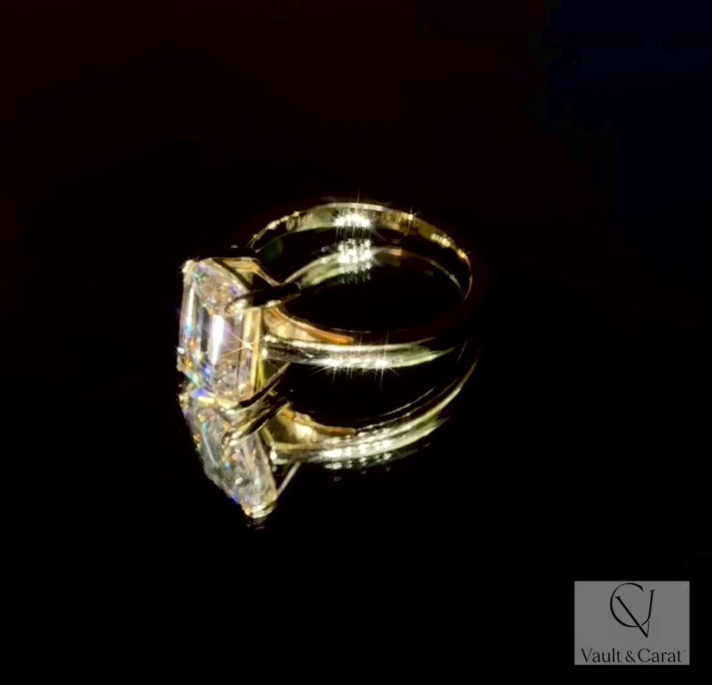 3 Ct Emerald Cut Lab Diamond Engagement Ring Gold IGI Certified