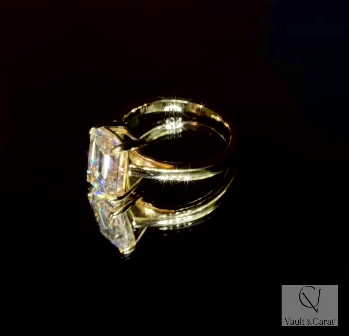 3 Ct Emerald Cut Lab Diamond Engagement Ring Gold IGI Certified